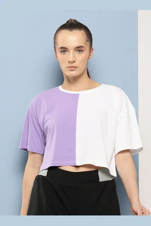 Slazenger Women Colourblocked Drop-Shoulder Sleeves Pure Cotton Boxy T-shirt