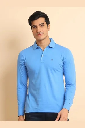 berry blues Polo Collar Long Sleeves Cotton T-shirt
