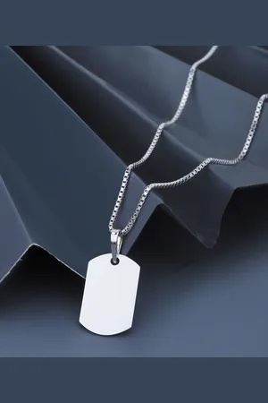 Carlton London Men Rhodium Plated Contemporary Pendant with Chain