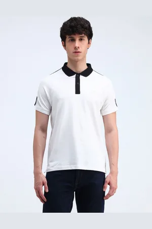 Flying Machine Men Solid Polo Collar Cotton T-shirt