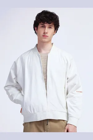 Flying Machine Men Stand Collar Solid Casual Open Front Jacket