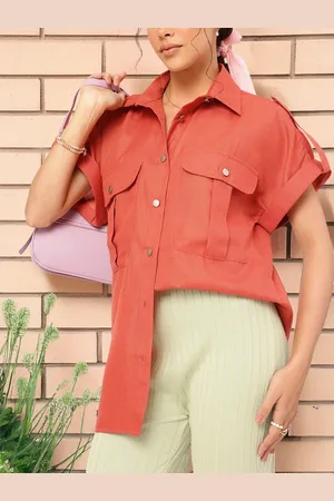 DressBerry Flex Pockets Roll-Up Sleeves Longline Shirt