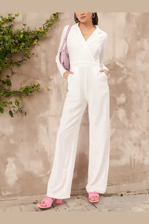 DressBerry Ivory Modern Vintage Notched Lapel Wrap Jumpsuit