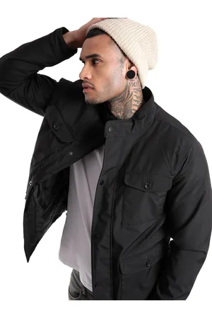 WROGN Men Mock Collar Solid Nylon Casual Bomber Jacket