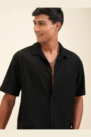 LocoMotive Premium Men Knitted Jacquard Cuban Collar Relaxed Shirt