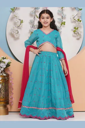 Bhama Girls Floral Embroidered Ready to Wear Lehenga & Blouse With Dupatta
