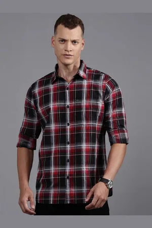 WROGN Men Spread Collar Tartan Checked Cotton Casual Shirt