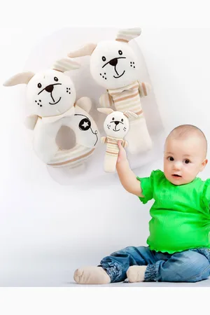 Baby Moo Set of 2 Puppy Love Squeaker Handheld Rattle Toy