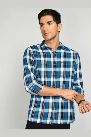 WROGN Men Spread Collar Tartan Checked Cotton Casual Shirt