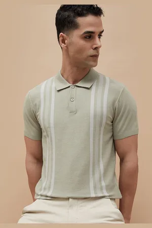 Lifestyle Men Striped Polo Collar Cotton T-shirt