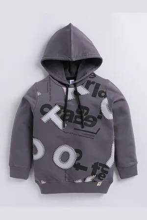 Ginie Boys Typography Printed Hooded Sweatshirt