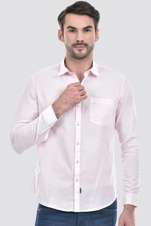 NUMERO UNO Men Spread Collar Solid Cotton Slim Fit Casual Shirt
