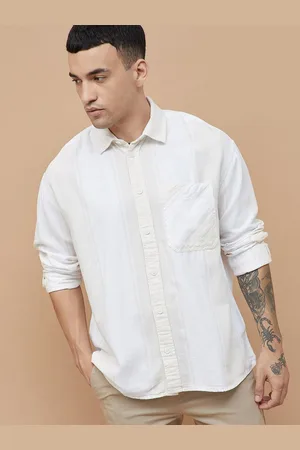 Lifestyle Men Spread Collar Solid Cotton Oversized Casual Shirt
