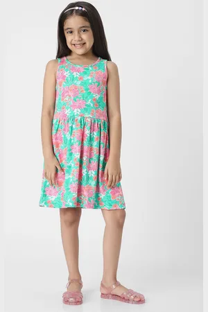 Nauti Nati Girls Cotton Floral Printed Knit Dress