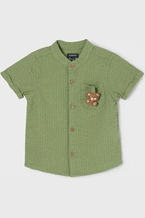 Lifestyle Boys Mandarin Collar Self Design Cotton Casual Shirt
