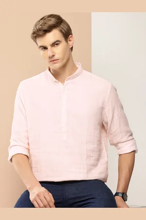 Invictus Men Original Slim Fit Checked Mandarin Collar Pure Cotton Casual Shirt