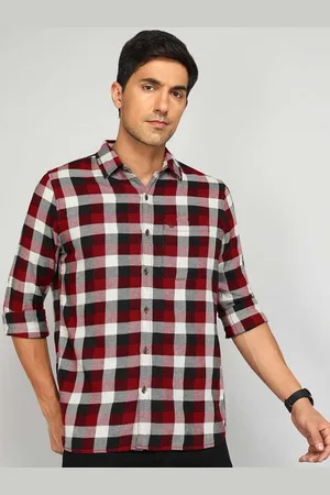 WROGN Men Spread Collar Tartan Checked Cotton Casual Shirt
