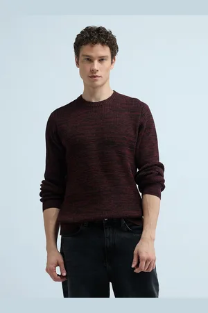 Flying Machine Men Self Design Cable Knit Pure Cotton Pullover Sweater