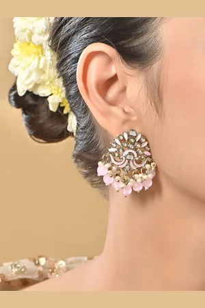 Fida Gold-Plated Pearls Beaded Contemporary Drop Earrings