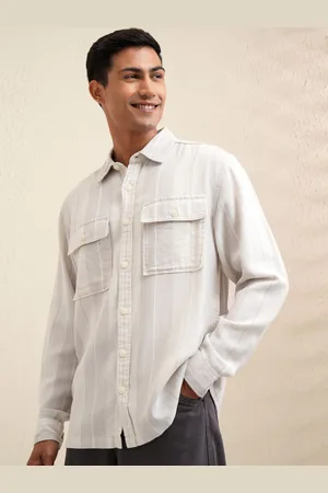 LocoMotive Premium Men Dobby Textured Checked Oversized Overshirt