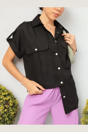 DressBerry Pocket Fusion Roll-Up Sleeves Longline Shirt