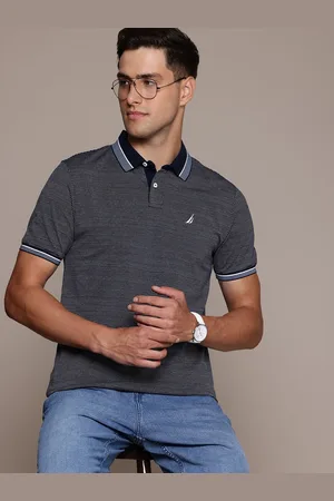 Nautica Men Woven Design Polo Collar Pure Cotton T-shirt