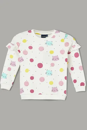 Lifestyle Girls Printed Round Neck Cotton Pullover Sweatshirt