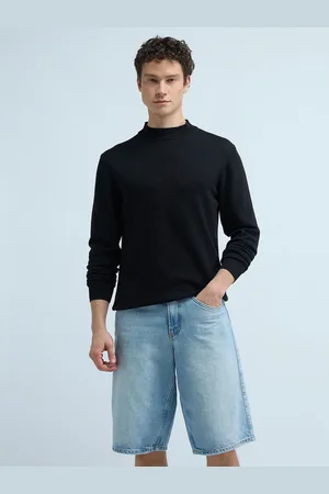 Flying Machine Men Solid Round Neck Pure Cotton Pullover Sweater