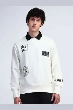 Flying Machine Men Abstract Printed Round Neck Cotton Pullover Sweatshirt
