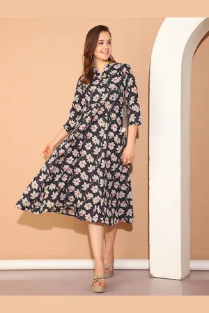 Rajnandini Floral Print A-Line Midi Dress