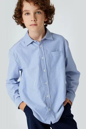 Koton Boys Cutaway Collar Vertical Striped Cotton Casual Shirt