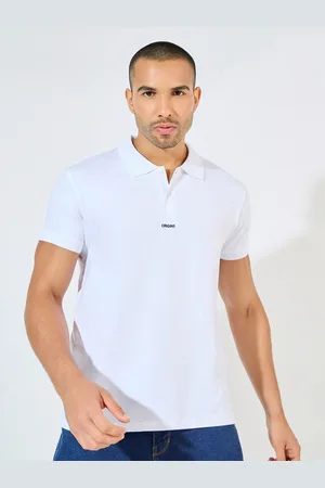 Styli Men White Minimal Print Heavy Cotton Jersey Regular Polo