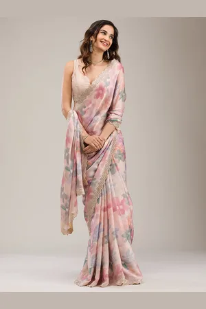 Koskii Beads and Stones Printed Pure Georgette Saree