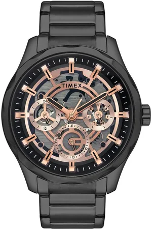 Timex Men Brass Skeleton Dial & Stainless Steel Straps Analogue Watch TW0TG7630