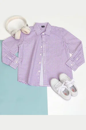 HOOP Boys Gingham Checks Opaque Checked Casual Shirt