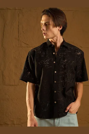DENNISON Men Floral Printed Drop Shoulder Semi Sheer Oversized Shirt