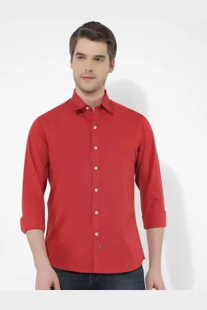 NUMERO UNO Men Spread Collar Solid Cotton Slim Fit Casual Shirt