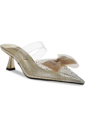 London Rag Women Embellished Pointed Toe Slim Heel Mules