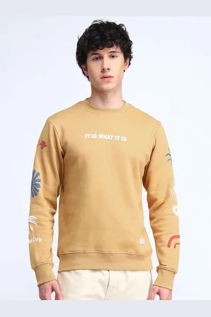 Flying Machine Men Typography Printed Round Neck Cotton Pullover Sweatshirt