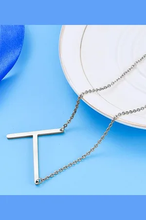 GoldNera Girls 925 Sterling Silver T Alphabet Pendant with Chain