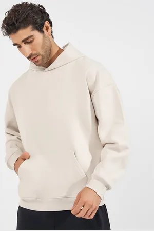 Styli Men Solid Hooded Pullover Sweatshirt