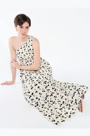 SHOWOFF Women Print One Shoulder Crepe Fit & Flare Maxi Dress