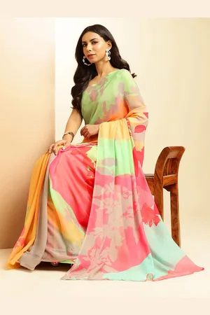 Liva Abstract Printed Pure Crepe Saree With Blouse Piece