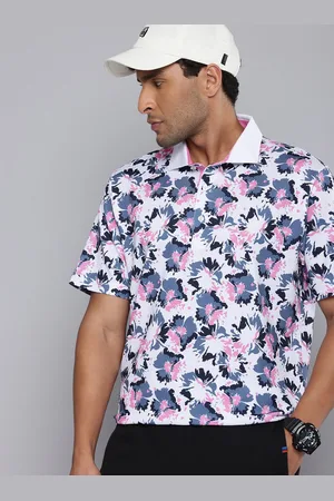 PUMA Floral Printed Polo Collar Drop-Shoulder Sleeves dryCELL Relaxed Fit T-shirt