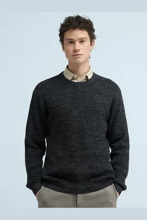 Flying Machine Men Pure Cotton Cable Knit Pullover
