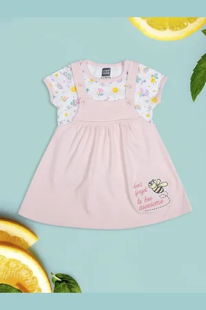 MeeMee Kids girls Floral Print Pinafore Dress