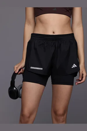 adidas Women Running Ultimate Two-in-One Reflective Stripe Sports Shorts