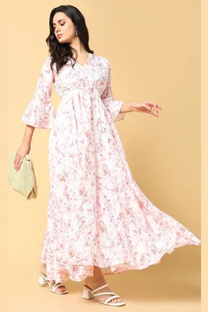 SHOWOFF Women Floral Print Bell Sleeve Fit & Flare Maxi Dress