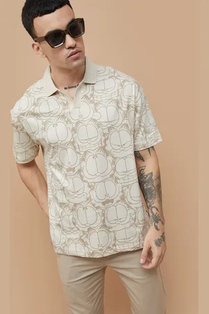 Lifestyle Men Graphic Printed Polo Collar Cotton Oversized T-shirt
