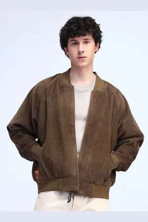 Flying Machine Men Stand Collar Self Design Casual Open Front Jacket